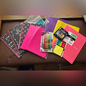 Mega Lot Back to School Girl Supplies Notebooks Pencils Folders Post-it Erasers